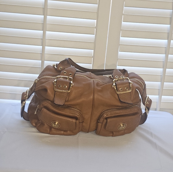 Michael Kors Brown Soft Pebble Leather Hobo Tote Bag